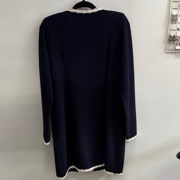 Navy Cardigan with White Lacy Trim and gold buttons TERRA NOSTRA - Picture 2 of 7